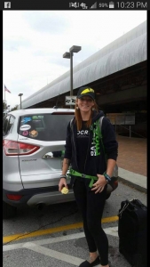 Brenna Calvert standing by her car...how many OCR accessories can you find?