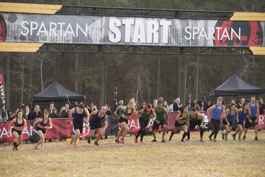 SPARTAN: ULTIMATE TEAM CHALLENGE -- Episode 104 -- Pictured: (l-r) Natalie Abrehiem, Ashley Saba, David Magida, Jeff Farmer of "The Charleston Warriors"; Summer Hale, Andrew Jones, Jeffrey "Jeff" Wiggins, Kelsy Wiggins, Brady Berlin of "Buckeye Bandits"; Ken Martin, Daniela Stratman, Stephanie Buech, Ryan Gulino of "The Muddy Minglers" -- (Photo by: Mark Hill/NBC)