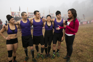 SPARTAN: ULTIMATE TEAM CHALLENGE -- Episode 101 -- Pictured: (l-r) Jolene Dunlap, Jess Movold, Steve Porras of "Gotham City Warriors; MJ Acosta; Kyle Anderson, Chelsea Aronica of "Gotham City Warriors"; Matt Mezzetti, Rose Wetzel of "Boston Beats"; Evan Dollard; Mike Bakeman, Alix Bakeman, Bianca Vasquez of "Boston Beats" -- (Photo by: Mark Hill/NBC/NBCU Photo Bank)